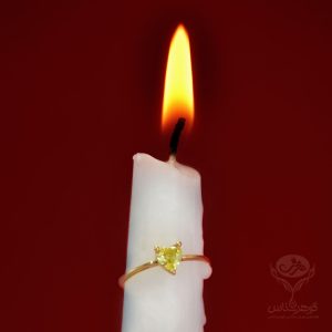 انگشتر طلا - طرح سولیتر قلبی زرد