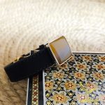دستبند چرم عقیق یمانی | قاب نقره مربع با سنگ زرد - تصویر 3